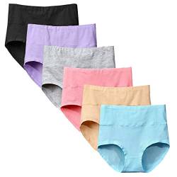 Yintry Damen Unterhosen Baumwolle Slip Damen High Waist Taillenslip Wochenbett Unterwäsche Kaiserschnitt Unterhose Mehrpack (L, 6Farben) von Yintry