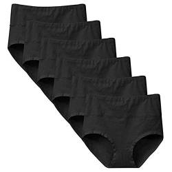 Yintry Damen Unterhosen Baumwolle Slip Damen High Waist Taillenslip Wochenbett Unterwäsche Kaiserschnitt Unterhose Mehrpack (L, 6Schwarz) von Yintry