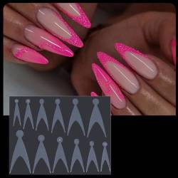 12Tip/Blatt Nagelform Französisch Aufkleber Vollständige Abdeckung Falsche Nägel Französisch Linie Zeichnung Guide Aufkleber Nagelverlängerung Zubehör von Yisawroy