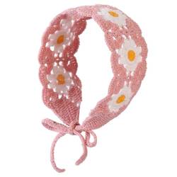 Damen Häkelkopf Kopftuch Gestrickt Haar Schal Headwrap für Damen Mädchen Floral Knit Stirnband Y2K Headwear Floral Crochet Hair Bandana Kopftuch für Damen von Yisawroy