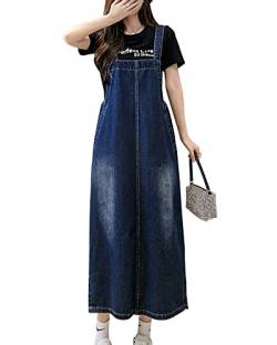 Yishengwan Damen Lose Latzrock Jeans Latzkleid Lang Trägerrock Jeansrock Denim Overall Dunkelblau M von Yishengwan