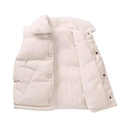 Yishengwan Daunenweste Jungen Mädchen Winter Steppweste Ärmellos Jacke Weste Pufferweste Beige Weiß 130 von Yishengwan