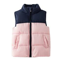 Yishengwan Kinder Daunenweste Jungen Mädchen Ärmellos Jacke Weste Winterjacke Steppweste Pufferweste Pink 140 von Yishengwan