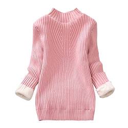 Yishengwan Kinder Mädchen Warm Herbst Winter Langarm Strickpullover Sweatshirt Sweater Pullis Pink(Warm Gefüttert) 150 von Yishengwan