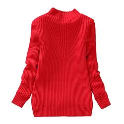 Yishengwan Kinder Mädchen Warm Herbst Winter Langarm Strickpullover Sweatshirt Sweater Pullis Rot 140 von Yishengwan