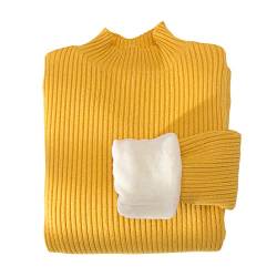 Yishengwan Kinder Strickpullover Jungen Mädchen Langarm Warmes Futter Gestrickt Sweater Pullis Gelb 150 von Yishengwan