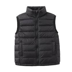 Yishengwan Kinder Ultra Leichte Daunenweste Jungen Mädchen Ärmellos Jacke Weste Steppweste Pufferweste Schwarz 160 von Yishengwan