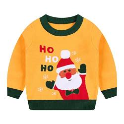 Yishengwan Kinder Weihnachtspullover Mädchen Jungen Gestrickt Strickpullover Langarm Sweater Pullis Gelb 100 von Yishengwan