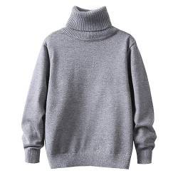 Yishengwan Rollkragenpullover Kinder Langarm Gestrickt Strickpullover Sweater Pullis für Mädchen Jungen Grau 140 von Yishengwan