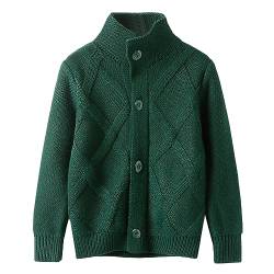 Yishengwan Strickjacke Kinder Jungen Stehkragen Gestrickter Pullover Cardigan Langarm Sweaters Mantel Grün 130 von Yishengwan