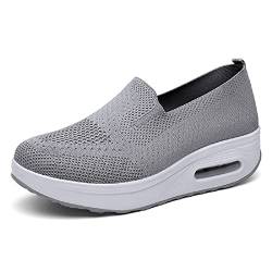 YisiNP Damen Leichtgewichts Walking Sneakers Confort Atmungsaktiv Mesh Freizeitschuhe Keilabsatz Slip on Schuhe von YisiNP