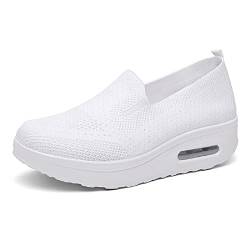 YisiNP Damen Leichtgewichts Walking Sneakers Confort Atmungsaktiv Mesh Freizeitschuhe Keilabsatz Slip on Schuhe von YisiNP