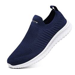 YisiNP Mesh Sneaker Damen Herren Sportschuhe Slip on Laufschuhe Ohne Schnürsenkel Männer Schuhe Sneakers Fitnessschuhe, Blau2, 41 EU von YisiNP