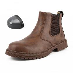 YisiNP Stahlkappenschuhe Herren Sicherheitsschuhe Damen Chelsea Arbeitsschuhe Schutzschuhe S3 Rutschfest Atmungsaktiv Sicherheitsstiefel von YisiNP