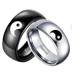 Paar Ringe Personalisiert mit I Love You Gravur Edelstahl Yin Yang Verlobungsring für Valentinstag Hochzeitstag (silver) von Yitoes