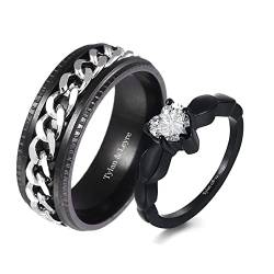 Paar Ringe Personalisiert mit I Love You Gravur Edelstahl Yin Yang Verlobungsring für Valentinstag Hochzeitstag (style 3) von Yitoes