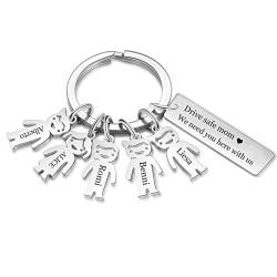 Personalisierte Schlüsselanhänger mit 1-5 Kinder Gravur Schlüsselring für Männer Damen Schlüsselbund Geschenk für Mutter Tochter (style 5) von Yitoes