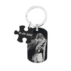 Personalisierter Foto-Schlüsselanhänger, Schlüsselanhänger mit Bild und Text Graviert, Paar Schlüsselanhänger für Frauen und Männer (Foto-Schlüsselanhänger) von Yitoes
