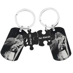 Personalisierter Foto-Schlüsselanhänger, Schlüsselanhänger mit Bild und Text Graviert, Paar Schlüsselanhänger für Frauen und Männer (Foto-Schlüsselanhänger für Paar) von Yitoes