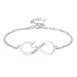 Personalisiertes Unendlichkeit Armband mit Namen Gravur Verstellbares Infinity Armbänder für Damen Mama (with stone) von Yitoes