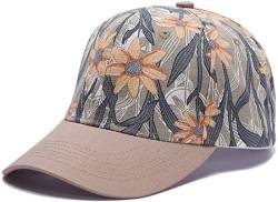 Yixda Damen Blumen Baseball Cap Verstellbar Basecap Tennis Golf Sport Kappe (Baseball, Khaki) von Yixda