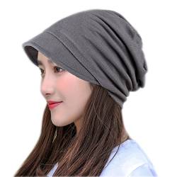 Yixda Damen Schirmmütze Barett Kappe Beanie Mütze Newsboy Cap mit Schirm (Grau) von Yixda