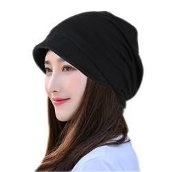 Yixda Damen Schirmmütze Barett Kappe Beanie Mütze Newsboy Cap mit Schirm (Schwarz) von Yixda