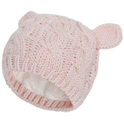 Yixda Neugeborene Baby Mütze und Handschuhe Set Kleinkind Winter Strickmütze Hüte (Rosa 1, 6-18 Monate) von Yixda