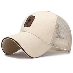 Yixda Sommer Mesh Snapback Kappe Unisex Sonnenhut Golf Trucker Cap (Beige) von Yixda