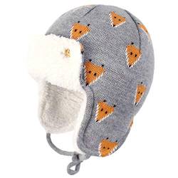 Yixda Unisex Baby Wintermütze mit Ohrenklappen Kinder Trappermütze Ski Hut (Fuchs, 0-1 Jahre) von Yixda
