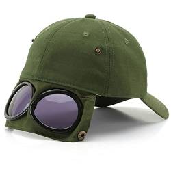 Yixda Unisex Baseball Cap Fliegermütze mit Schutzbrille Hip Hop Sport Snapback Kappe (Armeegrün) von Yixda