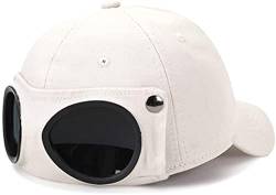 Yixda Unisex Baseball Cap Fliegermütze mit Schutzbrille Hip Hop Sport Snapback Kappe (Beige) von Yixda