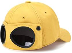 Yixda Unisex Baseball Cap Fliegermütze mit Schutzbrille Hip Hop Sport Snapback Kappe (Gelb) von Yixda