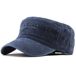 Yixda Unisex Vintage Military Army Flat Cap Verstellbare Baseballmütze Kappe (Navy) von Yixda