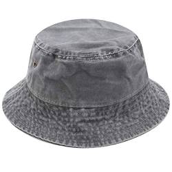 Yixda Vintage Cotton Fischerhut Sonnenhut Washed Retro Outdoor Bucket Hat (Grau) von Yixda