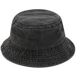 Yixda Vintage Cotton Fischerhut Sonnenhut Washed Retro Outdoor Bucket Hat (Schwarz) von Yixda