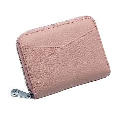 Yizelli 14 Kartenfächer Kreditkarteninhaber mit RFID-Blockierung Akkordeon-Stil Kleine Leder Brieftasche mit Reißverschluss für Frauen und Männer (Rosa) von Yizelli