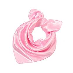 Yizelli 23,6" Square Halstuch Satin Taschentuch Haarband einfarbige Kopfwickel für Frauen (Rosa) von Yizelli