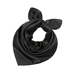 Yizelli 23,6" Square Halstuch Satin Taschentuch Haarband einfarbige Kopfwickel für Frauen (Schwarz) von Yizelli