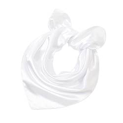 Yizelli 23,6" Square Halstuch Satin Taschentuch Haarband einfarbige Kopfwickel für Frauen (Weiß) von Yizelli