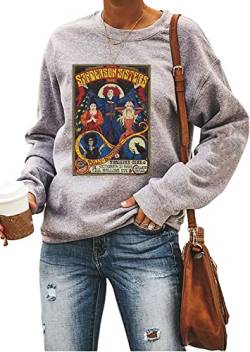 Ykomow Sanderson Witch Museum Sweatshirt Damen Lustige Halloween Pullover Hocus Pocus Bluse Tops, Grau 1, 38 von Ykomow