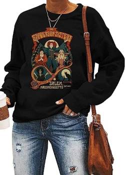 Ykomow Sanderson Witch Museum Sweatshirt Damen Lustige Halloween Pullover Hocus Pocus Bluse Tops (Schwarz-B, XL) von Ykomow