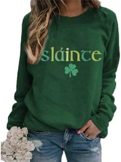 Ykomow St. Patricks Day Sweatshirt Damen Langarm Leopard Kleeblatt St. Patricks Shirts T-Shirts, B-grün, L von Ykomow