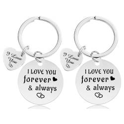 Ylinwtech 2 Stück Keyring with Heart,Schlüsselanhänger mit Herz Anhänger,Schlüsselanhänger Foto Herz Keyring with Engraving as a Token of Love Gift for Anniversary Valentine's Day Wedding Anniversary von Ylinwtech