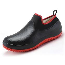 YloolY Herren Winterstiefel Rutschfest Kurz Gefütterte Schuhe Wasserdicht Stadt Regenstiefel Kurzschaft Stiefel Gummistiefel (45,Schwarz Rot,45,Männlich) von YloolY