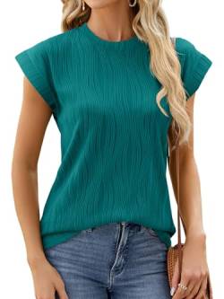 Damen Kurzarm Tops Elegant Tunika Top Sommerkomfort Lässige Arbeit Oberteile Hemden Einfarbig Lockere Shirt Tee Blusen von YloveM