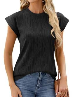 Damen Kurzarm Tops Elegant Tunika Top Sommerkomfort Lässige Arbeit Oberteile Hemden Einfarbig Lockere Shirt Tee Blusen von YloveM