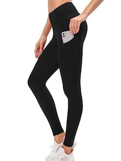 YloveM Damen Sport Leggings mit Tasche Thermo Leggings Gefüttert Damen Winter Fleece Fitness High Waist Laufhose Lang Sporthose Yoga Workout Laufen Wandern Trainingshose von YloveM