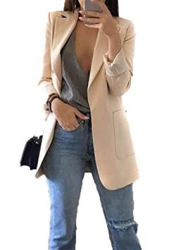 Yming Anzugjacke Damen Offene Front Blazer Jacke Mit Taschen Arbeit Bürojacke Aprikose M von Yming