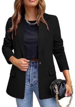 Yming Damen Exquisite Blazer-Business-Jacke Mit Schmeichelnder Passform EIN-Knopf-Verschluss Reverskragen Anzugmantel Schwarz 3XL von Yming